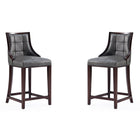 Manhattan Comfort - Tabouret de comptoir Fifth Avenue 19" traditionnel rembourré en similicuir - gris galet - lot de 2-Tabouret de comptoir traditionnel avec dossier parfait pour une utilisation au bar et dans la cuisine. Ensemble de 2