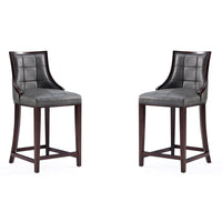 Manhattan Comfort - Tabouret de comptoir Fifth Avenue 19" traditionnel rembourré en similicuir - gris galet - lot de 2-Tabouret de comptoir traditionnel avec dossier parfait pour une utilisation au bar et dans la cuisine. Ensemble de 2