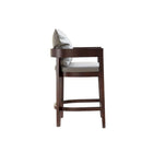 Manhattan Comfort Ritz 22" Mid-Century Modern Faux Leather Upholstered Counter Stool - Grey and Dark Walnut-Includes Gold Metal Footrest