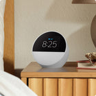 Amazon Echo Spot Smart Alarm Clock (2024) - Glacier White-KEEP YOUR HOME COMFORTABLE - Control compatible smart home devices. Just ask Alexa to turn on lights or touch the screen to dim. Create routines that use motion detection to turn down the thermostat as you head out or open the blinds when you walk into a room.
