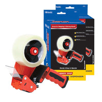 BAZIC Products - Dévidoir de ruban d'emballage Premium Comfort avec poignée en caoutchouc - paquet de 2-Chargement latéral pour plus de commodité