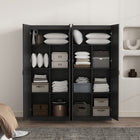 Manhattan Comfort Cornelia 59.22" 2-Piece Modern 14-Shelf Storage Closet - Black-90° Open Door Style with European Soft Close Door Hinge