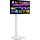 LG Swing 31.5" 4K UHD HDR 60Hz IPS Multi-Touch Smart Monitor with Rolling Stand-The Smart Monitor Swing portable design with a wheeled base makes it easy to move room to room, offering smooth and stable mobility. The hidden adapter compartment ensures a tidy, cable free environment.
