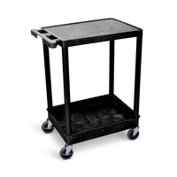 Luxor - Chariot à dessus plat et fond à bac en résine à 2 tablettes - 24" x 18" - capacité 300 lb - noir-Chariot utilitaire polyvalent