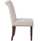 Flash Furniture - Chaise Parsons en tissu beige de la série HERCULES avec finition couleur noyer-Garniture tête de clou en laiton