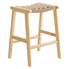 Modway - Saoirse Tabouret de comptoir en corde tissée en bois - Naturel naturel - Ensemble de 2-6