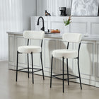 HOMCOM 27" Counter Height Modern Bar Stools - Cream White - 2 Pack-Curved backrest and wide, thick seat offer all-around comfort and support
