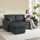 HOMCOM 81" 2 In 1 Pull Out L-Shaped Sleeper Sofa Bed - Dark Grey-Features a hidden storage chaise, keeping the living room tidy and organised