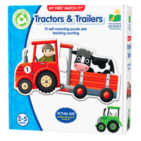 University Games - The Learning Journey My First: Tractos & Trailers - Puzzle d’Association Des Tracteurs Pour Tout-Petits - Puzzle De Préapprentissage Des Véhicules Agricoles - Puzzle De Reconnaissance Des Véhicules Pour Enfants En Maternelle-Encourage la réflexion et la résolution de problèmes