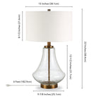 Hudson&Canal - Lampe de table Lagos de 58 cm de haut avec abat-jour en tissu - Verre grainé/laiton brossé/blanc-Nettoyer avec un chiffon doux et sec, sans produits chimiques agressifs ni produits de nettoyage abrasifs