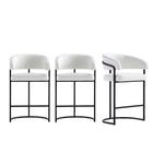 Manhattan Comfort Augusta 22.8" Modern Leatherette Upholstered Counter Stool - White - 3 Pack-Modern Counter Stool with Backrest Perfect for Bar and Kitchen Use