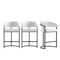 Manhattan Comfort Augusta 22.8" Modern Leatherette Upholstered Counter Stool - White - 3 Pack-Modern Counter Stool with Backrest Perfect for Bar and Kitchen Use