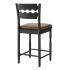 Modway - Jax Bois de chêne Tabouret de comptoir avec dossier ondulé en rasoir et coussin in Cacao noir-Civières latéraux solides