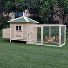 PawHut 77" Chicken Coop with Nesting Box - Natural/Green-Weather resistant asphalt shingle roof provides long lasting weather protection 