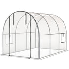 Outsunny Polytunnel Greenhouse with Roll-up Door & Mesh Window - 3 x 2 x 2 m - The clear cover allows sunlight to pass through, also creating a safe shield for plants inside
 