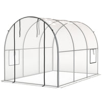 Outsunny Polytunnel Greenhouse with Roll-up Door & Mesh Window - 3 x 2 x 2 m - The clear cover allows sunlight to pass through, also creating a safe shield for plants inside
 