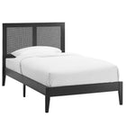 Modway Sirocco Rattan and Wood Twin Platform Bed - Black-Assembly Required
