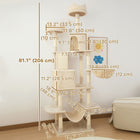 PawHut - Arbre à chat grand 81 po avec poteaux à griffer, condos, lits - beige-Kit anti-basculement assurant sécurité et durabilité 