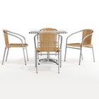 Flash Furniture – Table carrée de 31,5 po en aluminium, 4 sièges en rotin beige, int/ext (TLH-ALUM-32SQ-020BGECHR4-GG)-Assemblage nécessaire