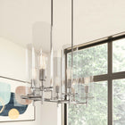 Modway Skylark 6-Light Chandelier - Clear/Polished Nickel-Glass Cylinder Shades
