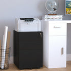 Vinsetto 3-Drawer Office Filing Cabinet with Wheels Lockable - Black-Three drawers with a detachable three-compartment pencil tray organize office supplies efficiently
