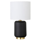 Hudson&Canal - Lampe de table en céramique Lambert de 38 cm de haut avec abat-jour en tissu, - Noir mat/blanc-Design moderne et contemporain pour votre salon, espace de travail ou table de chevet