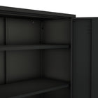 Manhattan Comfort Naomi Modern Accent and Storage Cabinets - Black - Set of 2-Metal Legs with Adjustable Floor Protectors for Custom Fitted Stability