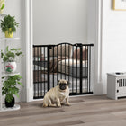 PawHut 29"-39" Pet Gate with Door Pressure Fit Dog Gate for Stairs - Black-Double locking system for extra security