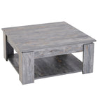 HOMCOM 2 Tier Modern Coffee Table with Shelf - Wood Grain-Modern country look in rectangle shape with minimal lines and natural wood grain