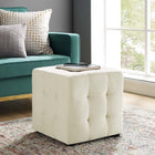 Modway Contour Tufted Cube Performance Velvet Ottoman - Ivory-Velvet Polyester Upholstery