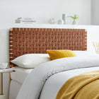 Modway Sparta Weave Vegan Leather Full Headboard with - Natural Brown-Wood Frame