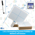 Flipside Products Two-Sided Rectangular Dry Erase Graphing Paddles, Pens, and Erasers, Class Pack of 12-5