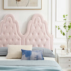 Modway Alexandria Tufté Performance Velours Lit Plateforme Twin Avec Pieds en Bois Noir - Rose-Poutre centrale renforcée et jambes de soutien