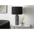 Monarch Specialties 28" H Contemporary Table Lamp - Grey Resin / Black Shade-Equipped with a convenient 3-way switch to operate up to a 100W bulb (3-way bulb not included), effortlessly adjusting the brightness to illuminate a cozy corner or brighten your workspace