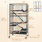 PawHut 63" H 6-Tier Deluxe Rolling Small Animal Cage - Charcoal Grey-With multiple doors for easy access to the inside of the small animal enclosure 