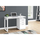 Monarch Specialties 7690 48" Computer Desk - White Left Or Right Facing-Reversible configuration allows the drawer unit with 2 small drawers and 1 large drawer for letter- or legal-size hanging files to be installed on the left or right