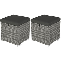 Outsunny - Lot de 2 poufs d’extérieur en osier avec rangement, gris foncé-Lot de deux poufs d'extérieur, avec espace de rangement dissimulé  