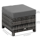 Outsunny Patio Rattan Ottoman with Soft Cushion, Metal Frame for Backyard, Garden, and Poolside - Grey-Lightweight and easy to transport