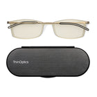 ThinOptics FrontPage Collection Glasses with Milano Black Case - Brooklyn - 1.0 - Clear-Product includes the ThinOptics Reading Glasses & the Universal Pod case featuring non-residue adhesive to stick onto your phone/case or any other hard & flat surface