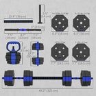 Soozier 4-in-1 Adjustable Dumbbell Set - 66 lb Free Weights Set - Blue-Plastic surface is tough, odourless and rust-resistant 