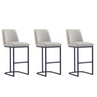 Manhattan Comfort Serena 17.71" Modern Leatherette Upholstered Barstool - Light Grey - 3 Pack-Modern Barstool with Backrest Perfect for Bar and Kitchen Use - Set of 3
