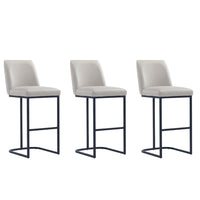 Manhattan Comfort - Serena tabouret de bar moderne en similicuir 45 cm, gris clair, lot de 3-Tabouret de bar moderne avec dossier parfait pour le bar et la cuisine - Set de 3