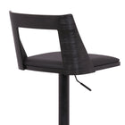 Armen Living - Milan Tabouret de Bar Pivotant à Hauteur Réglable en Similicuir Noir et Bois Noir avec Base Noire-8