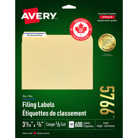 Avery TrueBlock Laser/Inkjet File Folder Labels, 3-7/16" x 2/3", Blue Bar, 600 Pack (5766)-File Folder Label