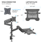 ShoppingAll Dual Monitor and Laptop Gas Spring Arm for 15-32" Monitors and 10-17" Laptops - Black-Store your cables and adjustment wrenches with the cable management clips, and save your desk space