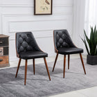 HOMCOM - Chaises de salle à manger modernes avec dossier en bois massif et pieds en acier - noir - lot de 2-Dossier en bois naturel massif pour un soutien solide lors d'une assise prolongée