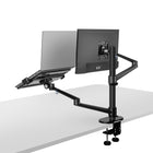 ShoppingAll - Support convertible 2-en-1 pour écran et ordinateur portable - Noir-Ce support de bureau entièrement réglable peut être fixé à l'aide d'une pince en C ou d'un passe-fil sur n'importe quelle surface de travail.