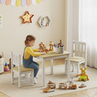 Qaba Kids Table & Chairs Set, Toddler Table & 2 Chair Set for Activity, Art, Craft, Reading for 3-8 Years - Natural-This complete 3-piece set includes one table and two matching chairs
