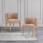 Manhattan Comfort - Chaise de salle à manger moderne Maya 61 cm en velours capitonné - Nude-Cadre en bois d’orme de haute qualité avec embouts en métal doré brossé pour l’élégance et la durabilité