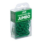 JAM Paper Colourful Jumbo Paper Clips - 2"- Green - 75 Pack-Size: 2 inches (Large/Jumbo) | Keep your stacks of paper organized with coloured paper clips